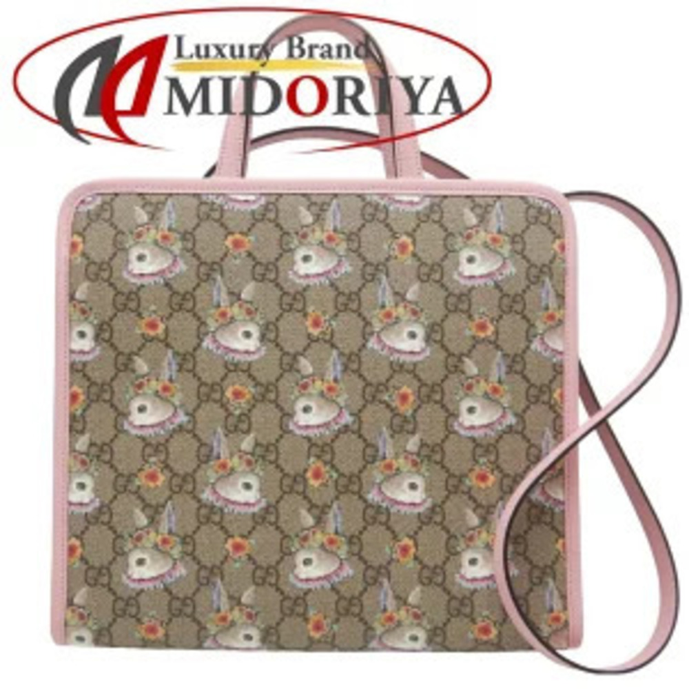 Gucci Handbag Higuchi Yuko GG Supreme Canvas Beige Pink